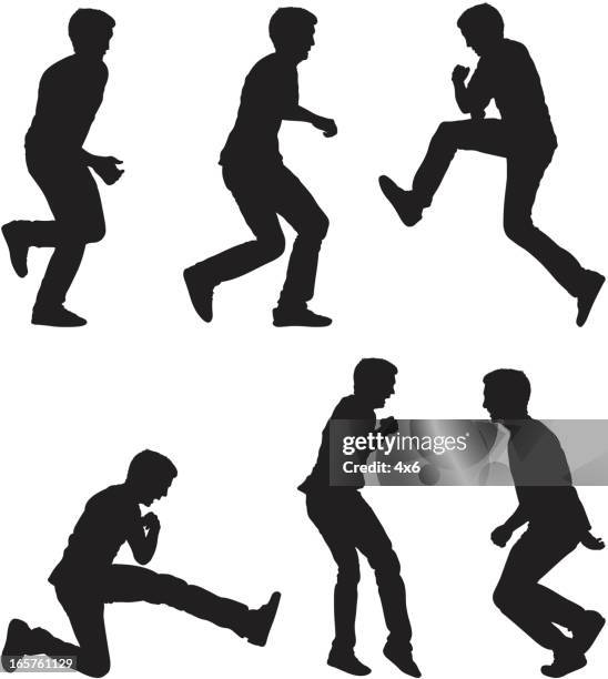 sequence of man running and jumping - multiple image stock illustrations