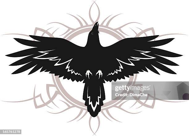 illustrations, cliparts, dessins animés et icônes de raven tatouage - style celte