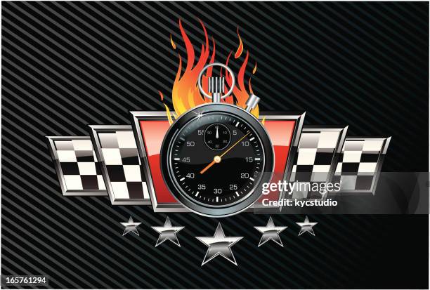 chrono racing emblem - red button stock illustrations
