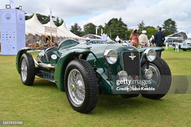 Vintage Aston Martin Speed Model chassis number 707 known as the Spar Special is displayed during the Salon Privé 2023 at Blenheim Palace on...
