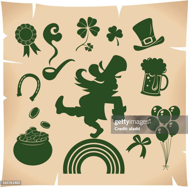 stockillustraties, clipart, cartoons en iconen met icon set of st. patrick's day - leprechaun