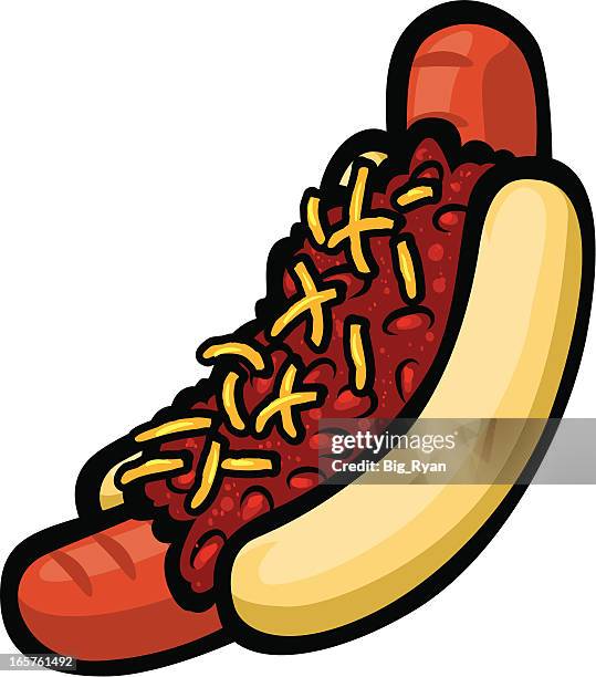 chili dog - chili hot dog stock illustrations