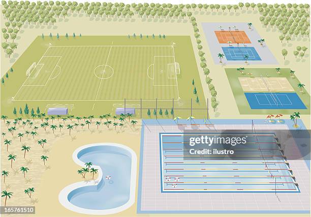 sports and recreation center - soccer field outline stock illustrations