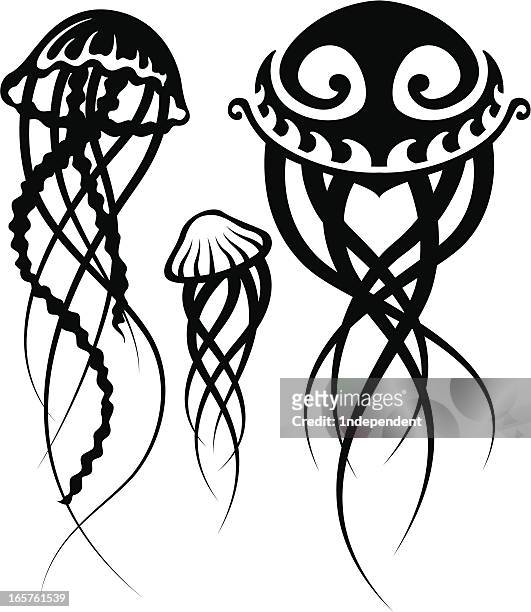 tribal jellyfish - jellyfish stock illustrations