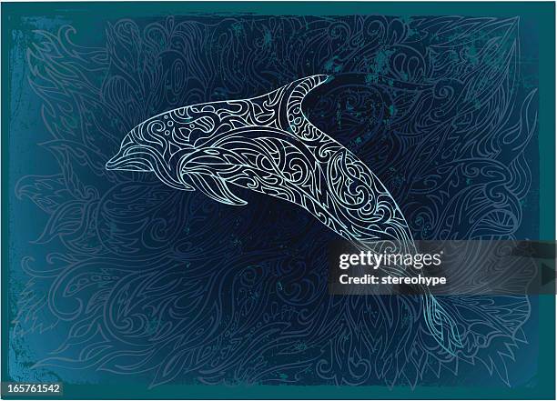 ornate dolphin - dolphins stock illustrations