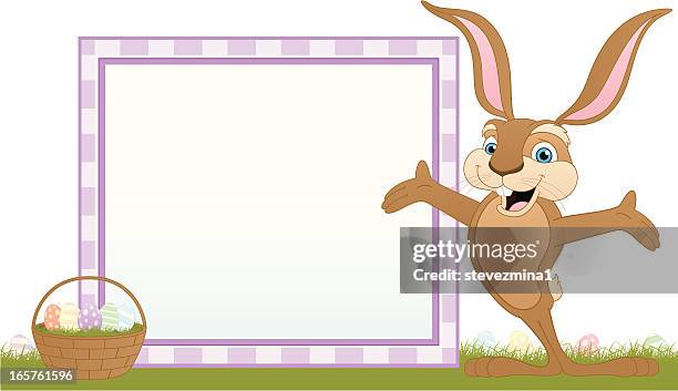 easter bunny with sign - empty easter basket stock illustrations