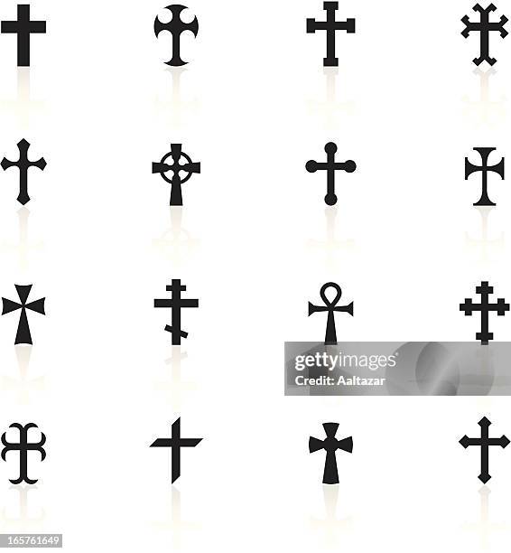 stockillustraties, clipart, cartoons en iconen met black symbols - crosses - stations of the cross