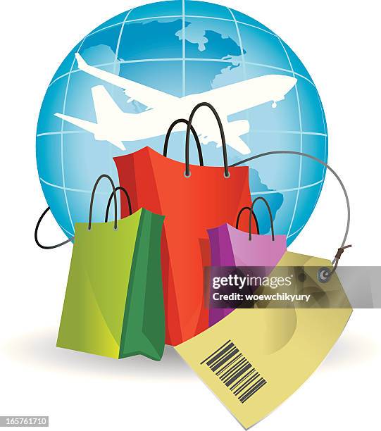 shopping im duty free - weltraum flughafen stock-grafiken, -clipart, -cartoons und -symbole