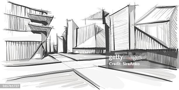 architecture - skyscraper roof stock illustrations