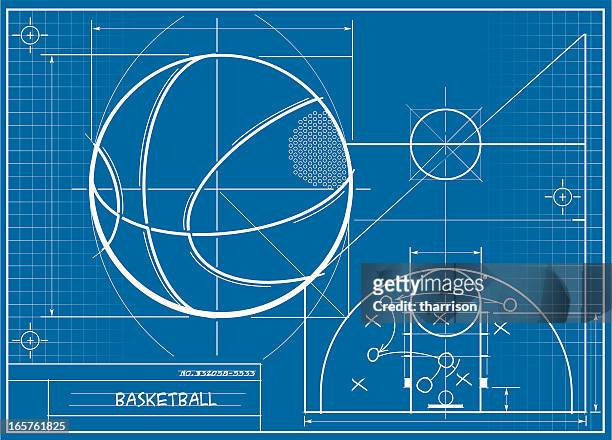 basketball-modell - technische zeichnung stock-grafiken, -clipart, -cartoons und -symbole