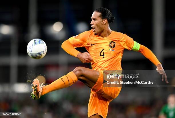 Dublin , Ireland - 10 September 2023; Virgil van Dijk of Netherlands during the UEFA EURO 2024 Championship qualifying group B match between Republic...