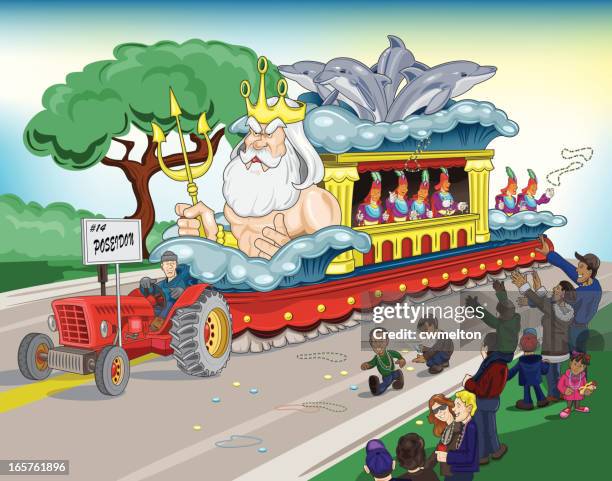 mardi gras parade float - festwagen stock-grafiken, -clipart, -cartoons und -symbole