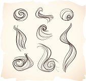 Hair, smoke, wind or air sketches