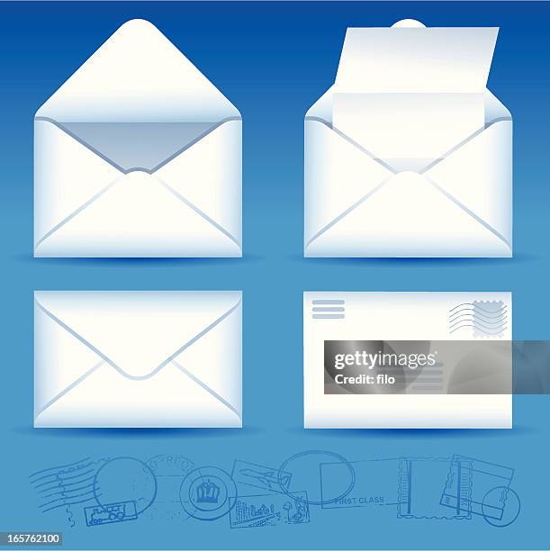letter and envelope elements - open envelope stock illustrations