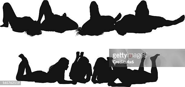 group of friends lying down - woman juggling stock illustrations