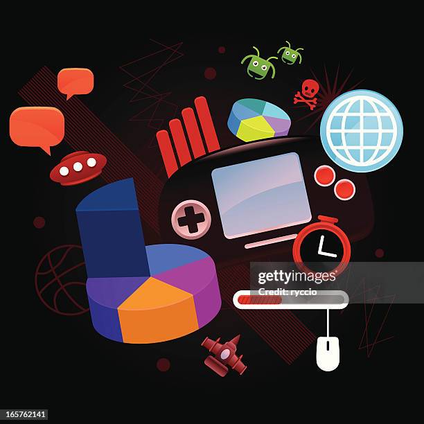 gaming stats - space ship control stock illustrations