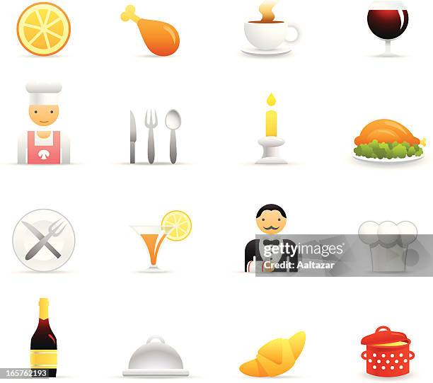 stockillustraties, clipart, cartoons en iconen met color icons - restaurant - digital butler