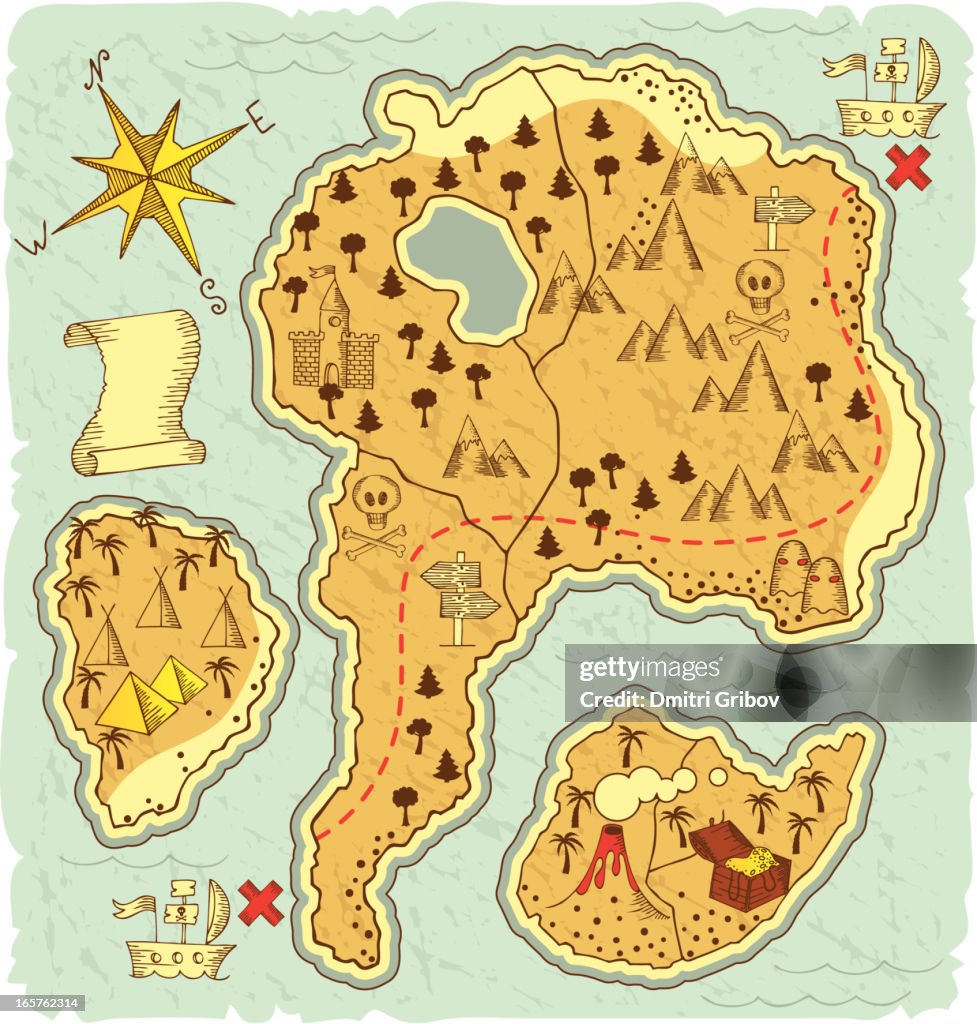 Hand-drawn treasure map