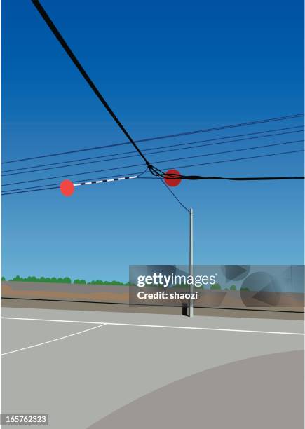 crossing and telegraph pole - utility pole stock illustrations