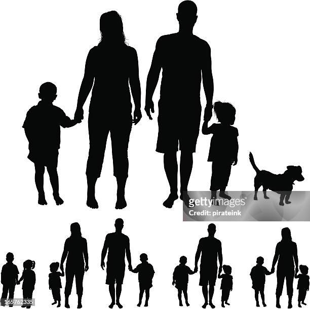 family holding hands - clip art family stock illustrations