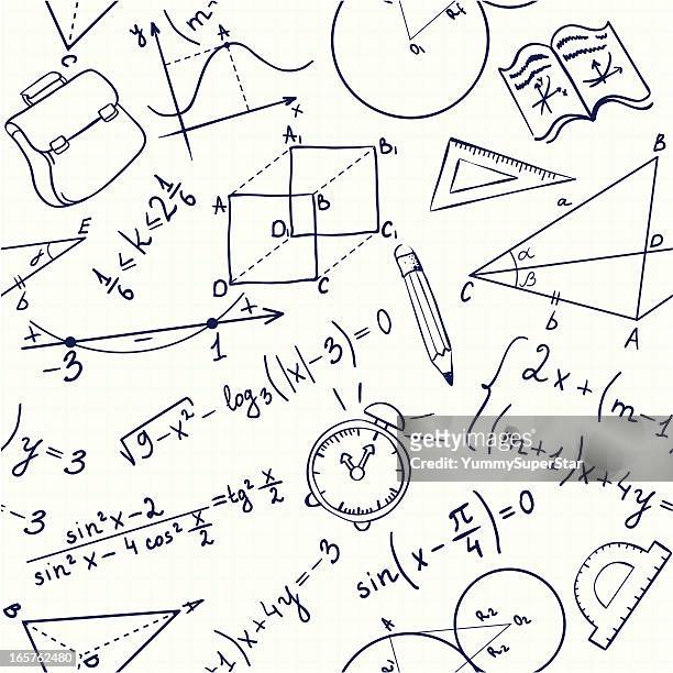 seamless school pattern - mathematical symbol stock illustrations