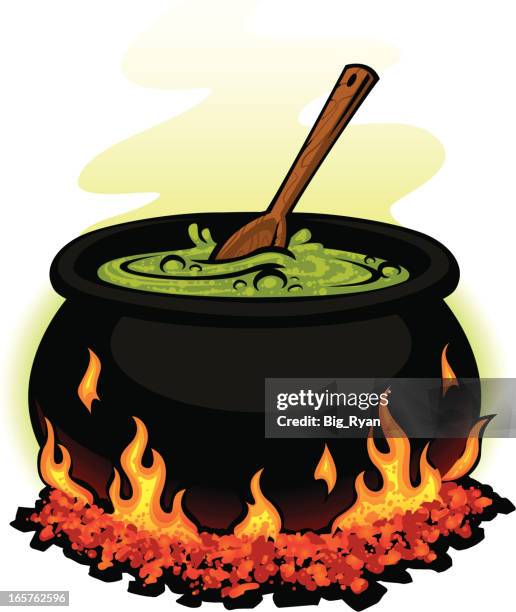 spooky cauldron - coal sludge stock illustrations