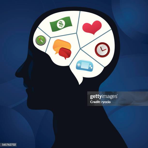 head section, with icons - game controller isolated stock illustrations