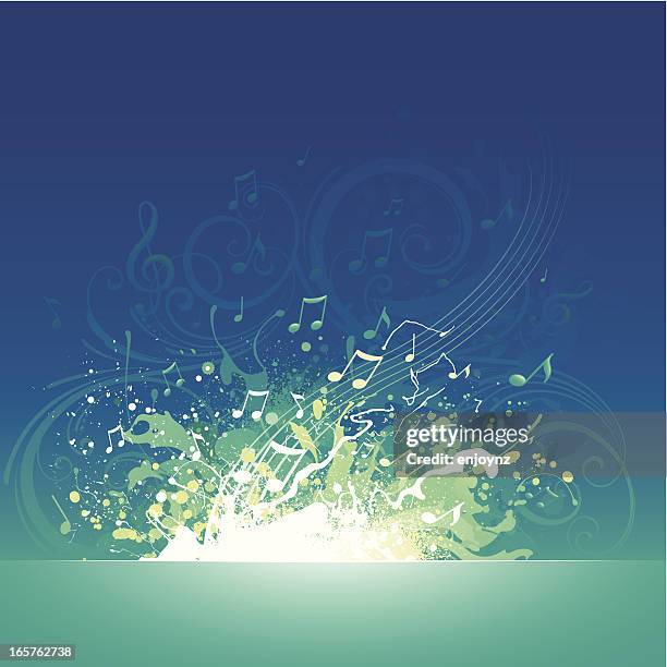 musical splash background - music notes vector stock illustrations