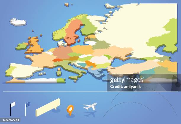 european map - 3d french stock illustrations