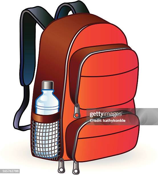 red backpack - holding bottle stock illustrations