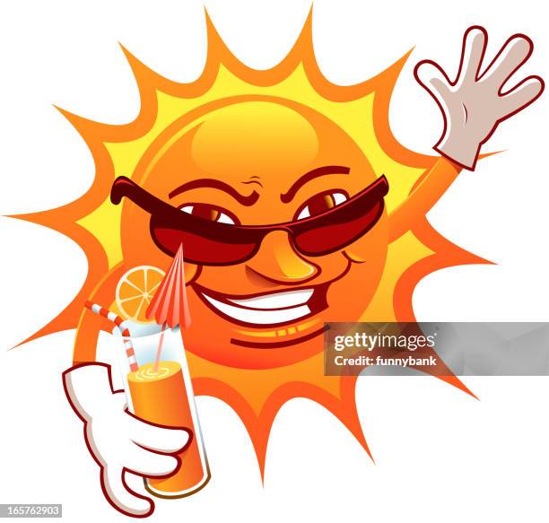 sun cartoons - orange juice stock illustrations