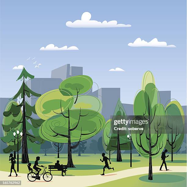 city park - central park path stock illustrations
