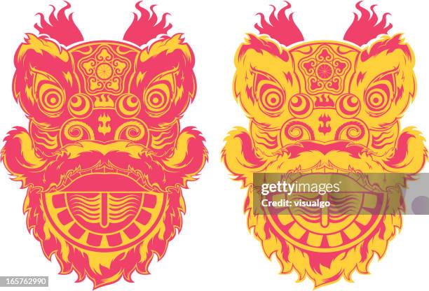 lion dance - lion dance stock illustrations