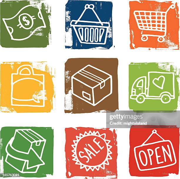 ecommerce grunge blocks - basket texture stock illustrations