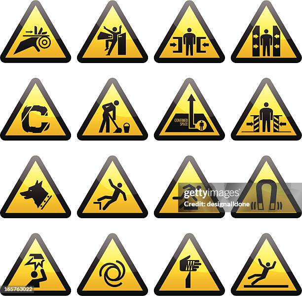 ilustraciones, imágenes clip art, dibujos animados e iconos de stock de simple advertencia señales de peligro - hazard
