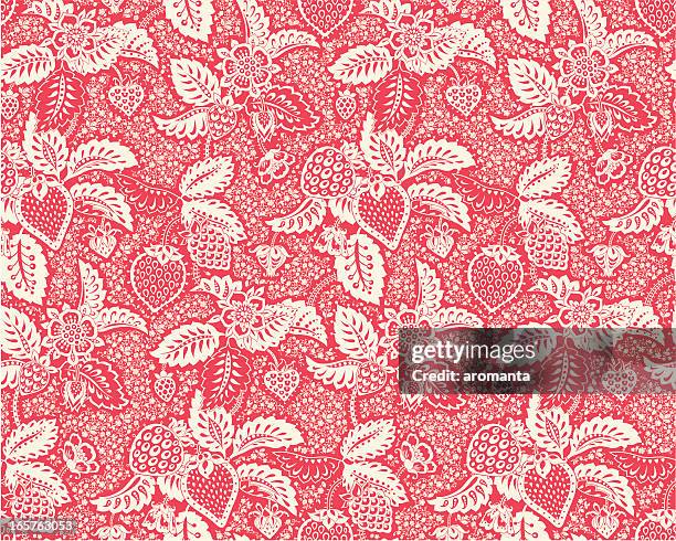 strawberry lace - lace textile stock illustrations