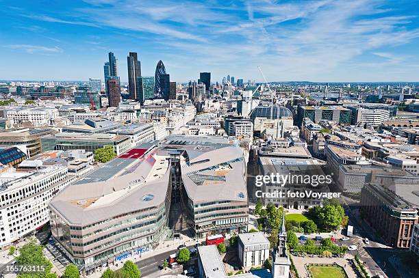 london financial district city skyscrapers aerial view - salesforce tower london stock pictures, royalty-free photos & images