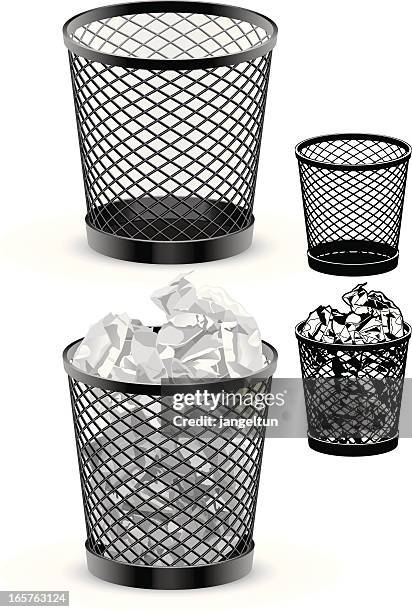 trash can - wastepaper basket stock illustrations