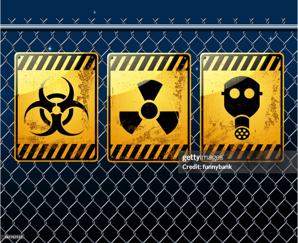 Chain Warning Graphics Warning Sign On Chainlink Fence High-Res Vector Graphic - Getty Images