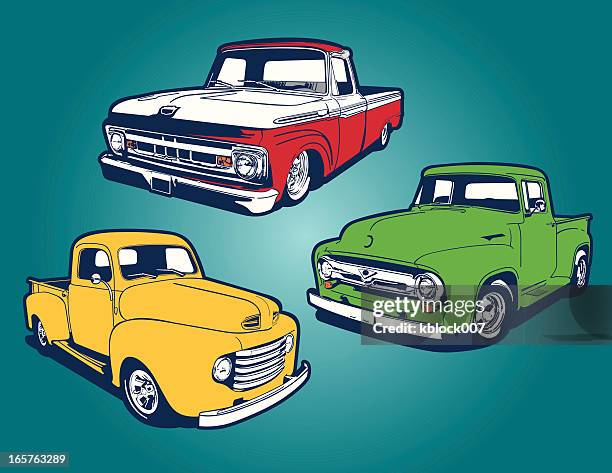 ilustraciones, imágenes clip art, dibujos animados e iconos de stock de clásico de camiones - car show