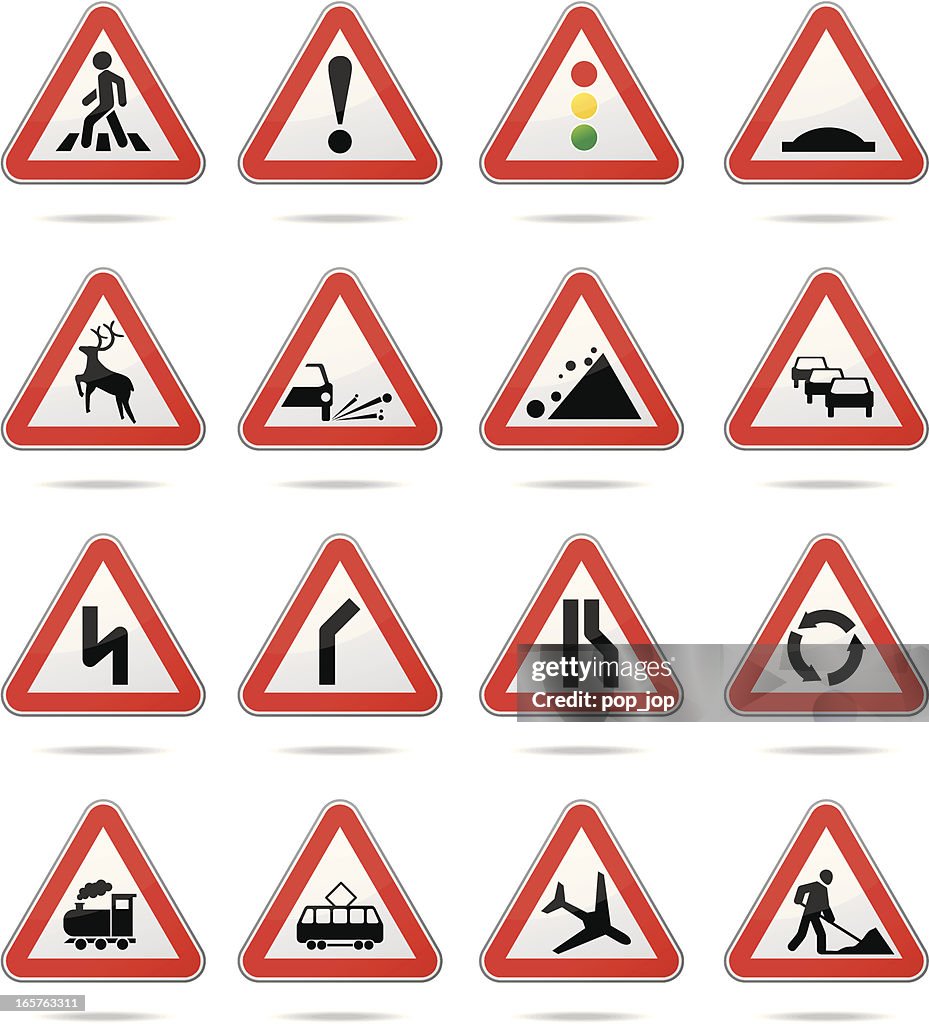 Warning road signs