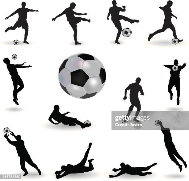 soccer vector illustration on white background - heading the ball 幅插畫檔、美工圖案、卡通及��圖標