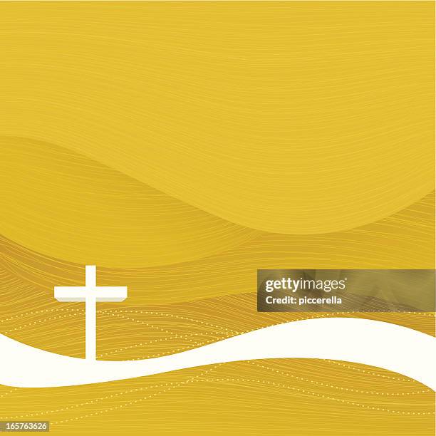 a yellow christian easter background - easter cross 幅插畫檔、美工圖案、卡通及圖標