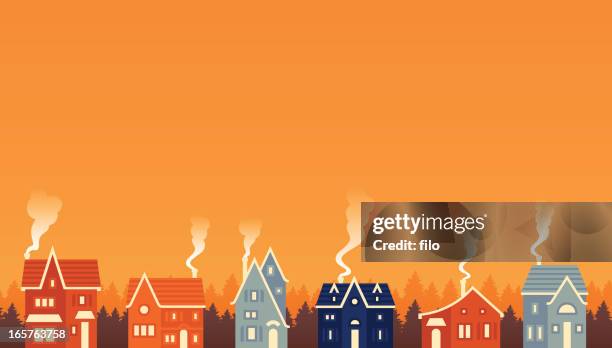 neighborhood background - town silhouette stock illustrations