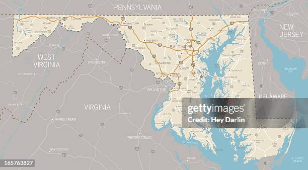 illustrations, cliparts, dessins animés et icônes de carte du maryland - maryland
