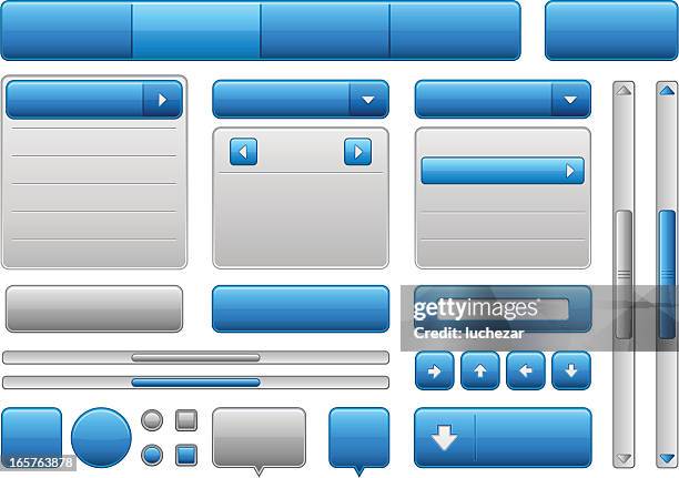 blue and grey colored web elements - search bar stock illustrations