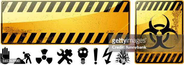 rusty construction symbols - radioactive warning symbol 幅插畫檔、美工圖案、卡通及圖標