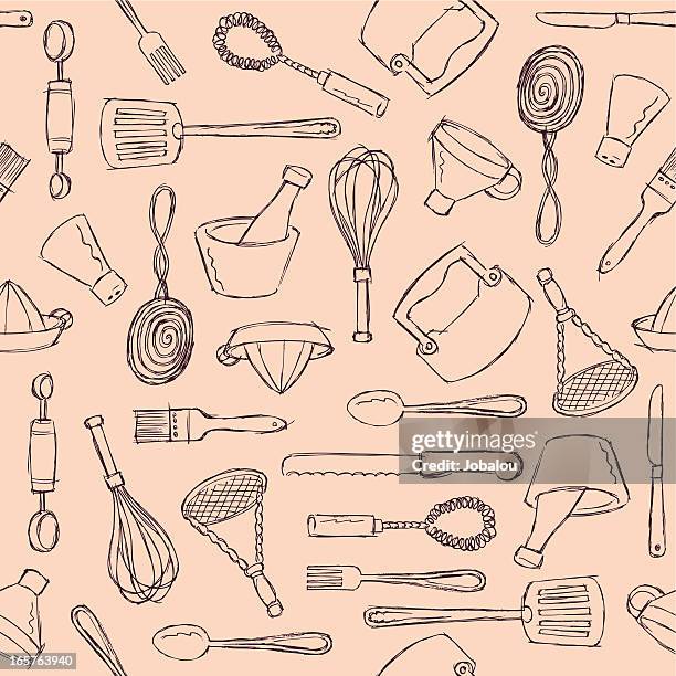 seamless cook - ladle stock illustrations