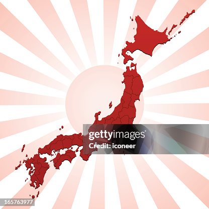 Japan map on flag Japan map on flag