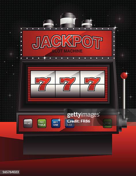 elegant jackpot slot machine - lever stock illustrations